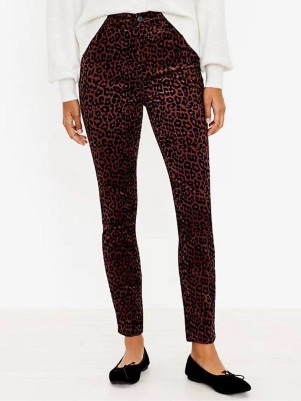 LOFT Brown Leopard Print Skinny Cords